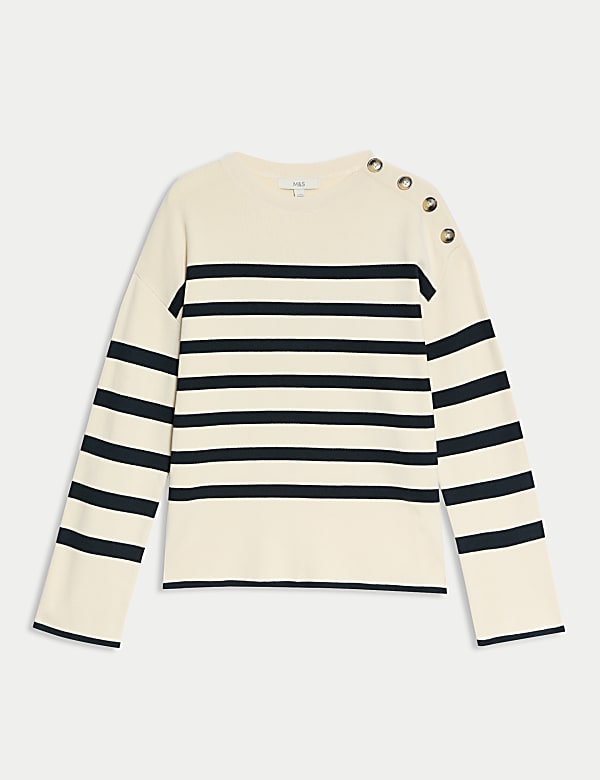 Ριγέ πουλόβερ με κλειστή στρογγυλή λαιμόκοψη σε εφαρμοστή γραμμή - GR