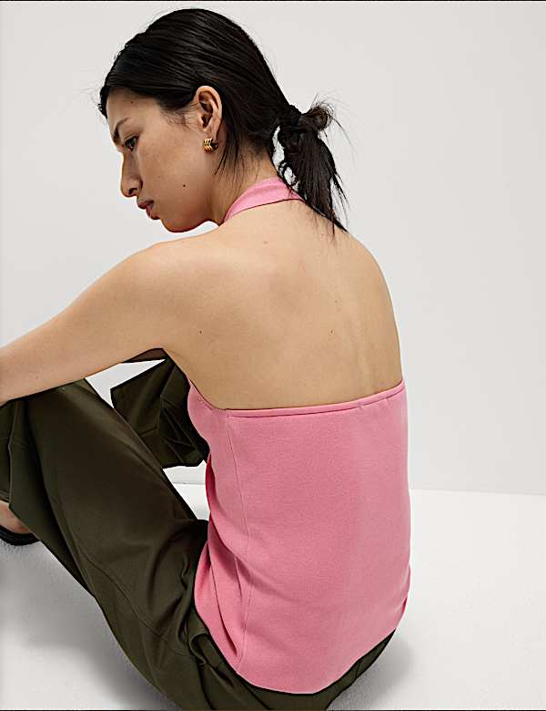 חולצה סרוגה בגזרה צמודה עם צווארון קולר - IL