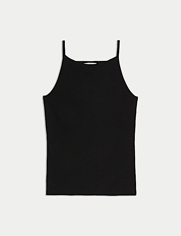 Square Neck Fitted Knitted Vest - DE
