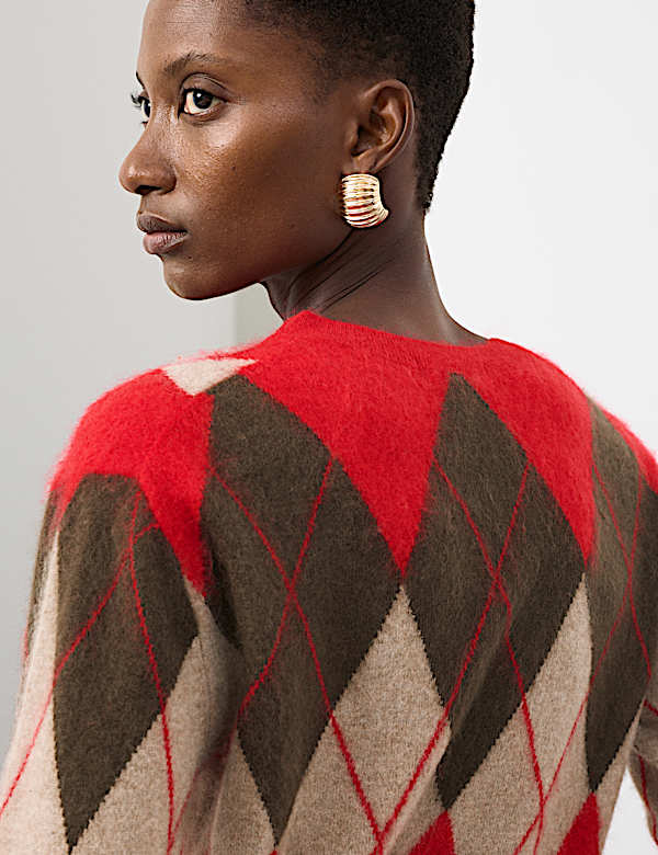 סוודר ארגייל מחוטים עשירים בצמר מרינו סרוק בשילוב קשמיר - IL