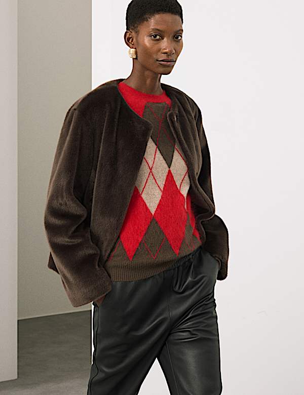 סוודר ארגייל מחוטים עשירים בצמר מרינו סרוק בשילוב קשמיר - IL