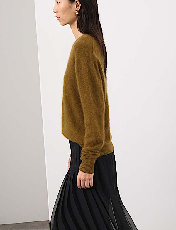 Brushed Wool with Cashmere Crew Neck Jumper - NZ