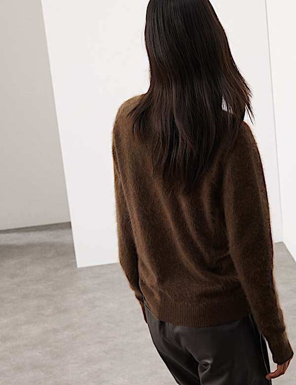 Sweter z okrągłym dekoltem z czesanej wełny z kaszmirem - PL