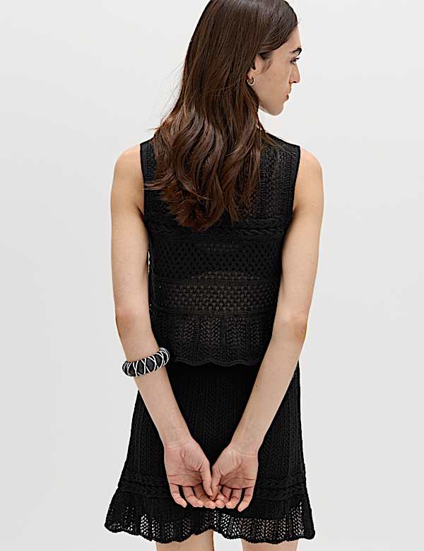 D&eacute;bardeur en coton &agrave; maille pointelle - LU