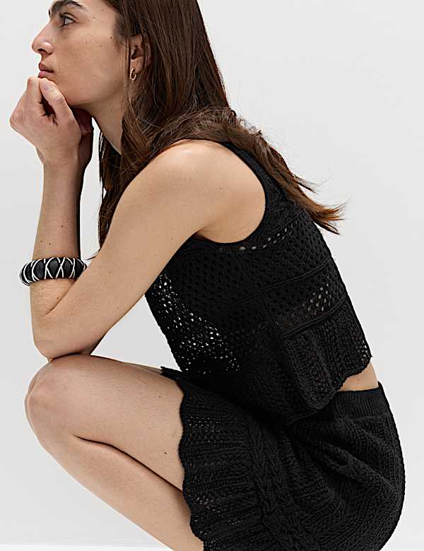 D&eacute;bardeur en coton &agrave; maille pointelle - LU