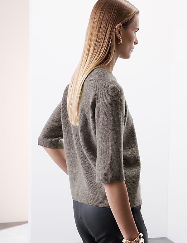 Merino Wool Rich Knitted Top with Cashmere - FR