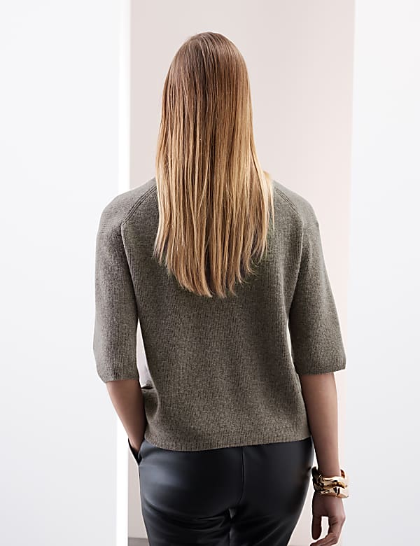 Merino Wool Rich Knitted Top with Cashmere - FR