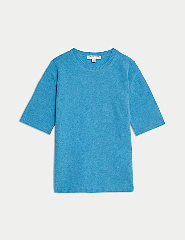 Pure Cashmere Textured Crew Neck Knitted Top - FI