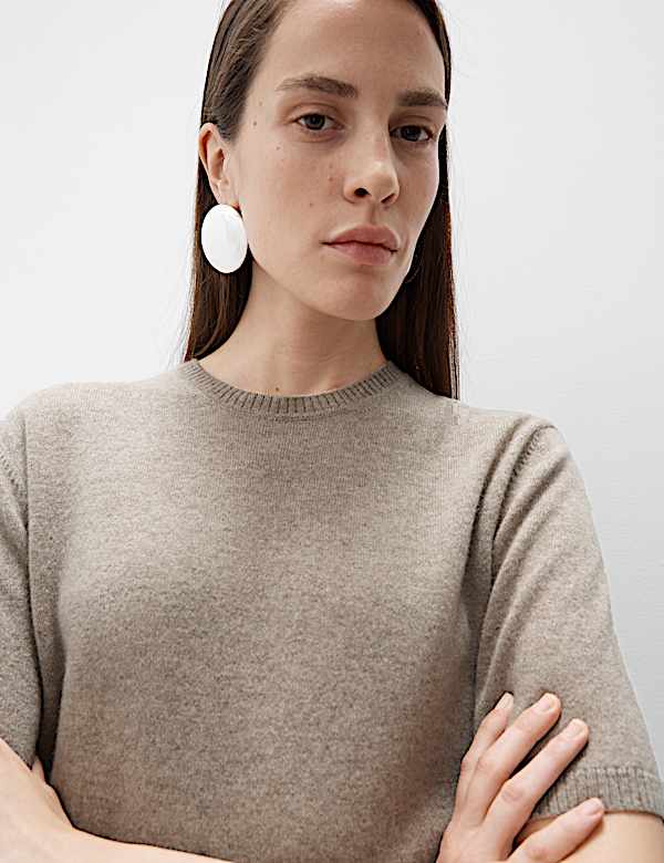 Pure Cashmere Textured Crew Neck Knitted Top - EE