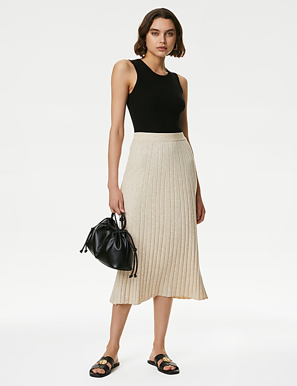 Textured Knitted Midi Skirt - LT