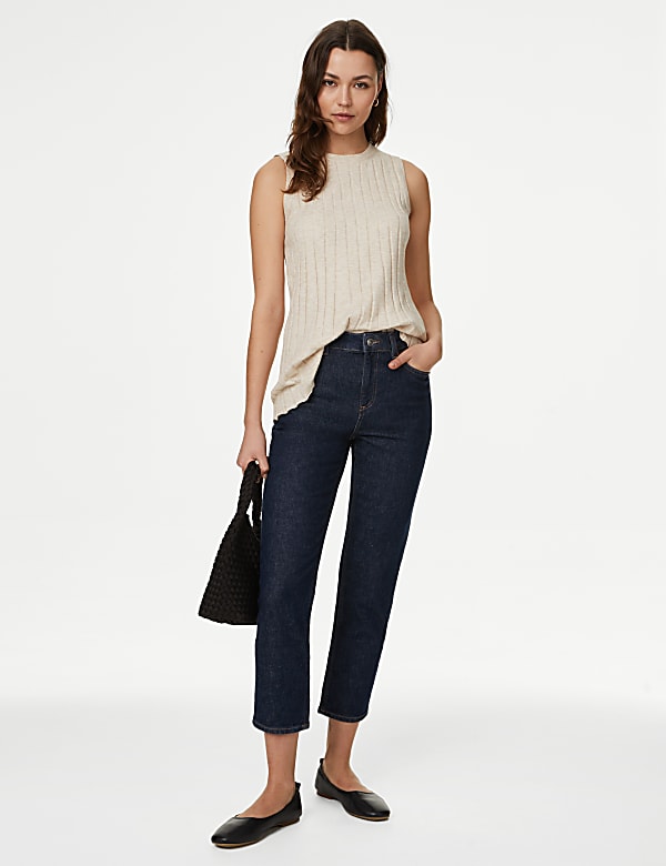 Textured Crew Neck Knitted Top
