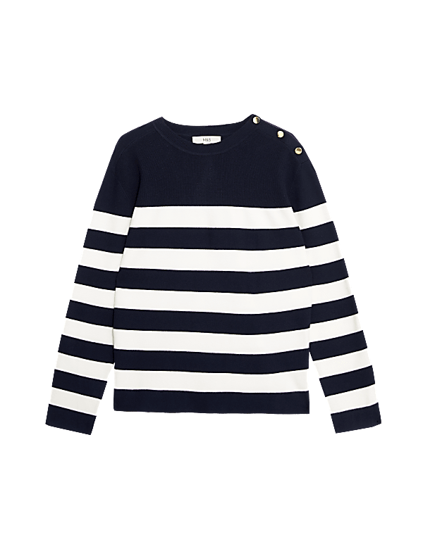 Soft Touch Striped Button Detail Jumper
