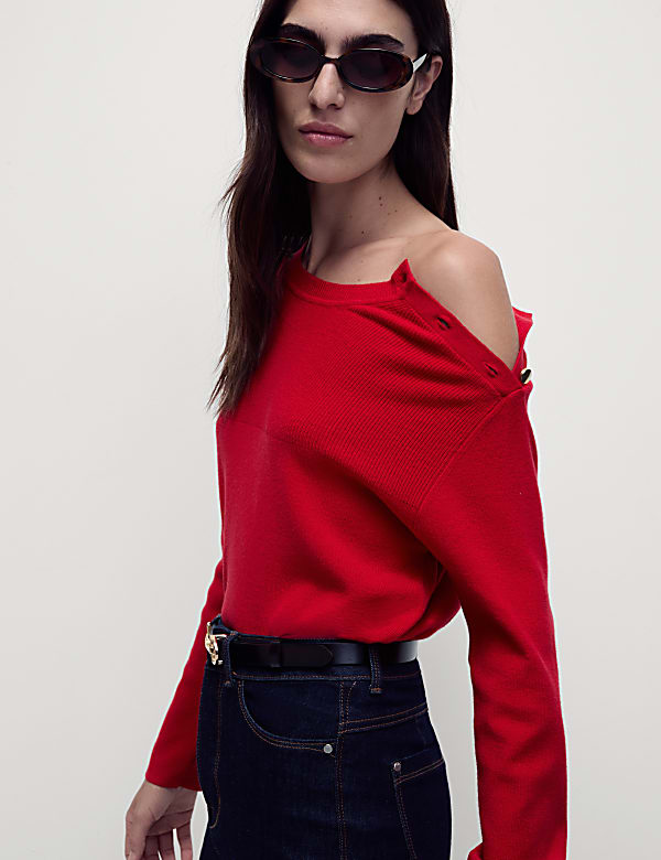 Soft Touch Crew Neck Button Detail Jumper - US