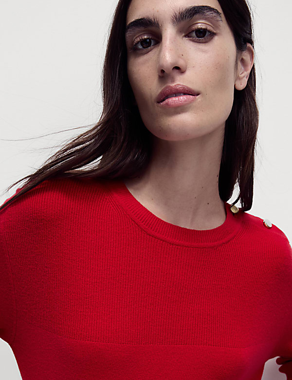 Soft Touch Crew Neck Button Detail Jumper
