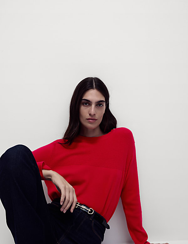 Soft Touch Crew Neck Button Detail Jumper