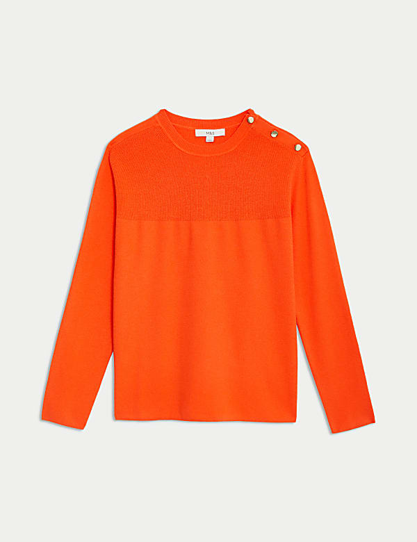 Soft Touch Crew Neck Button Detail Jumper - DK