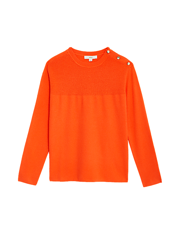 Soft Touch Crew Neck Button Detail Jumper