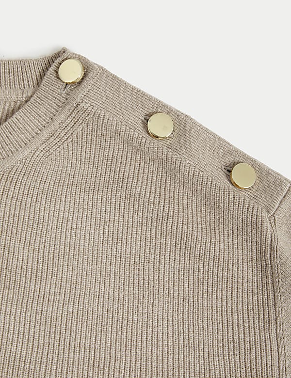 Soft Touch Crew Neck Button Detail Jumper