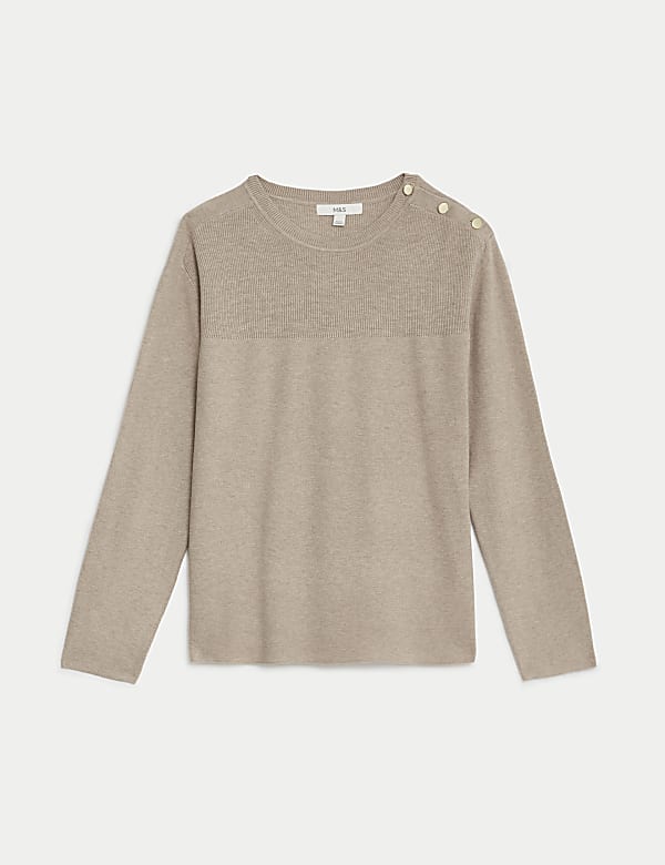 Soft Touch Crew Neck Button Detail Jumper - ID