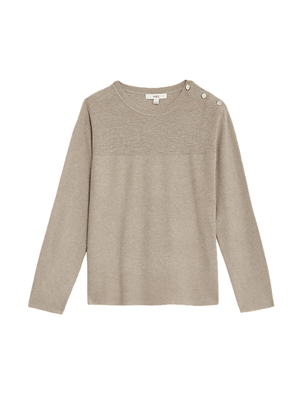 Soft Touch Crew Neck Button Detail Jumper