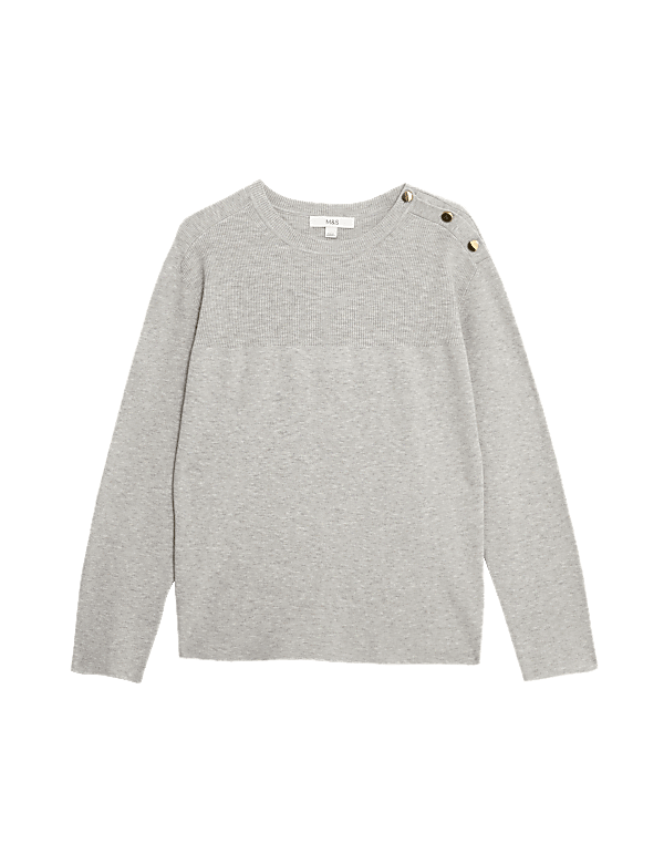 Soft Touch Crew Neck Button Detail Jumper