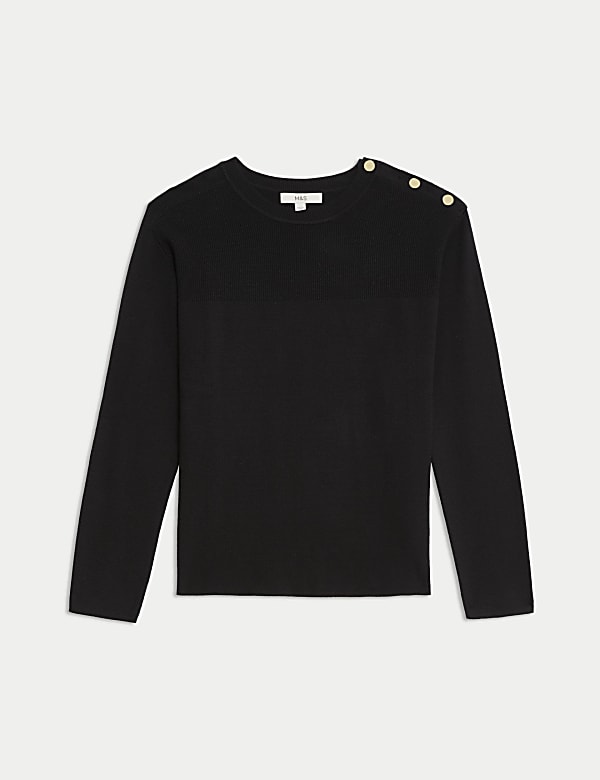 Soft Touch Crew Neck Button Detail Jumper - LT