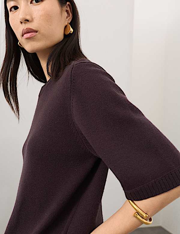 Merino Wool Rich Knitted Top with Cashmere - HR