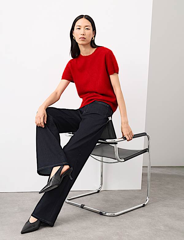 Wool Rich Brushed Knitted Top with Cashmere - TW