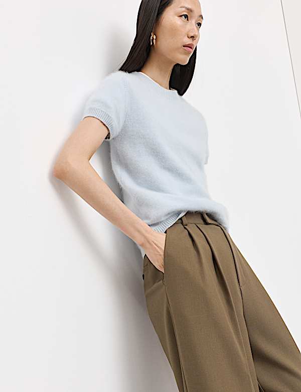Wool Rich Brushed Knitted Top with Cashmere - DK
