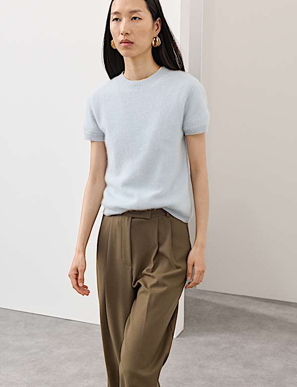 Wool Rich Brushed Knitted Top with Cashmere - DK