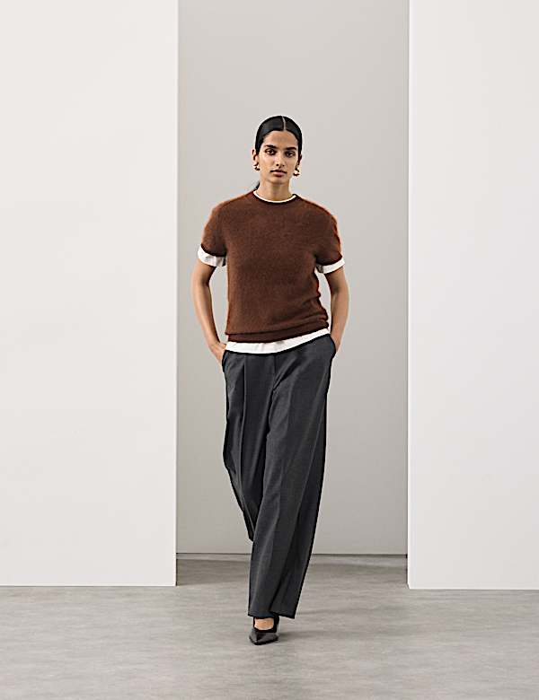 Wool Rich Brushed Knitted Top with Cashmere - AU