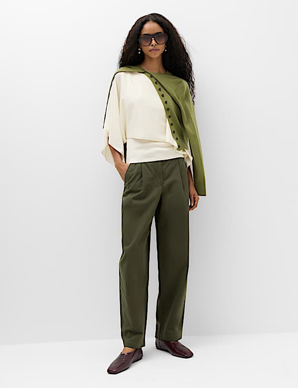 Slash Neck Cape Knitted Top - JE