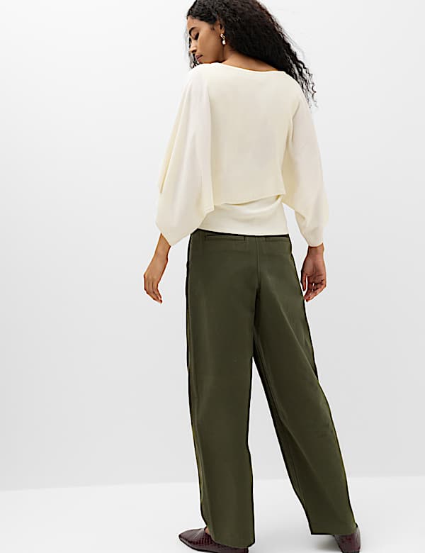 Slash Neck Cape Knitted Top - JE