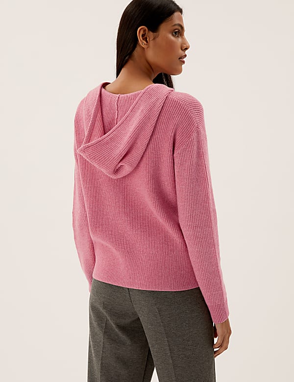 Soft Touch Ribbed Hooded Cardigan