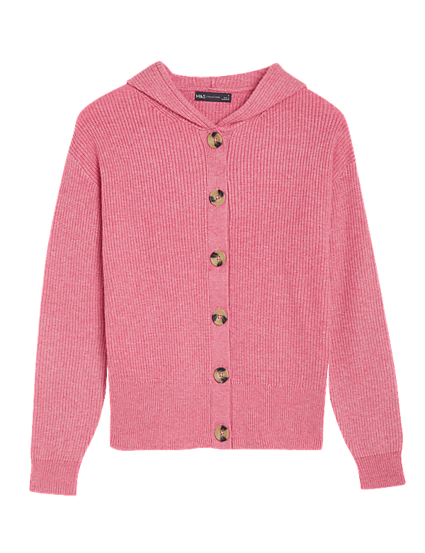 Soft Touch Ribbed Hooded Cardigan