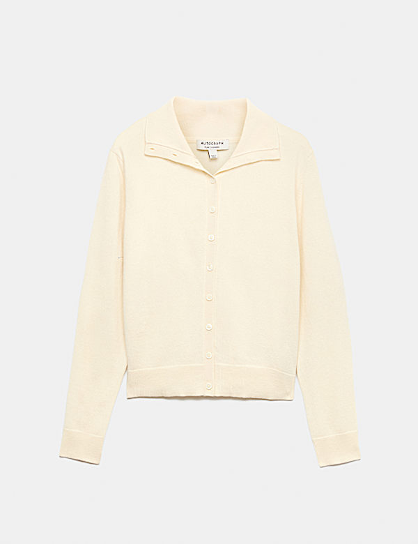 Pure Cashmere Funnel Neck Cardigan    - VN