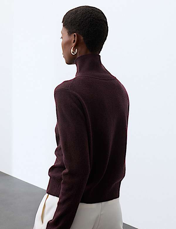 Pure Cashmere Funnel Neck Cardigan    - AU