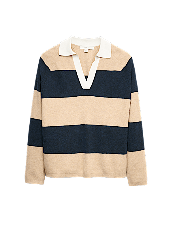 Soft Touch Striped Knitted Rugby Top