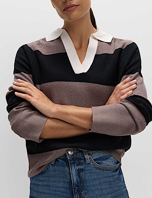 Soft Touch Striped Knitted Rugby Top - LU