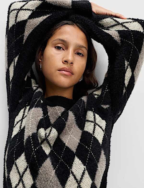 סריג ארגייל עם צווארון עגול - IL