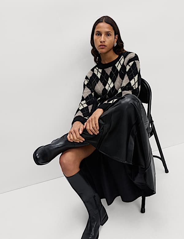 סריג ארגייל עם צווארון עגול - IL