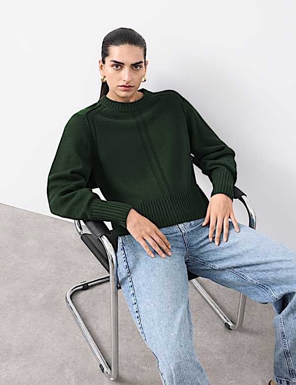 סריג מבד עשיר בצמר מרינו עם קשמיר בגזרה נינוחה - IL