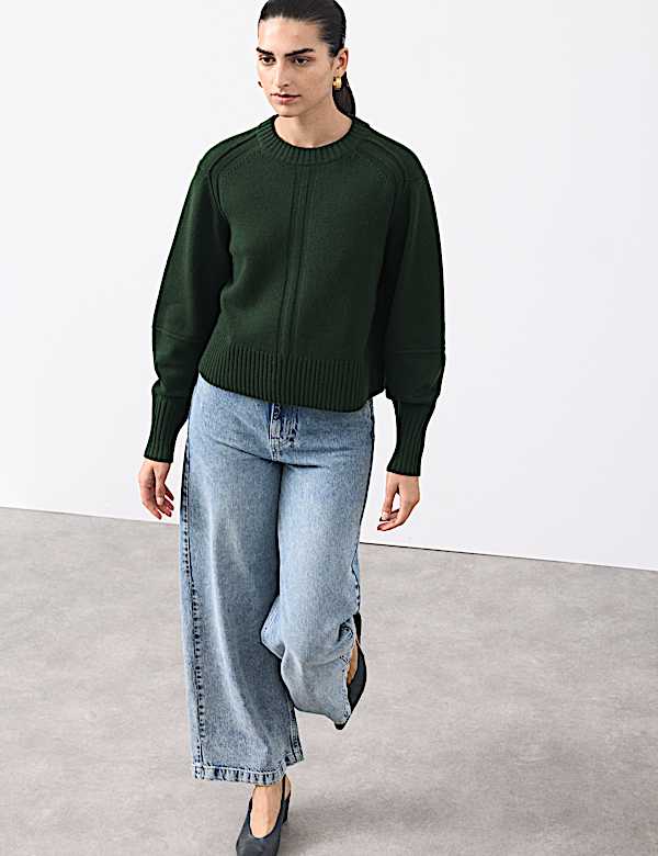 סריג מבד עשיר בצמר מרינו עם קשמיר בגזרה נינוחה - IL