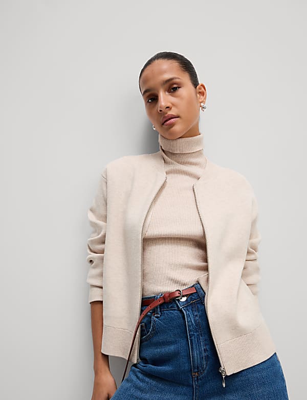 Blouson en maille textur&eacute;e &agrave; encolure ronde - FR