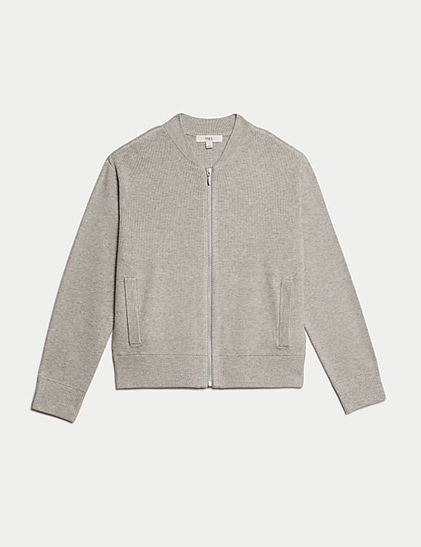 Blouson en maille textur&eacute;e &agrave; encolure ronde - FR