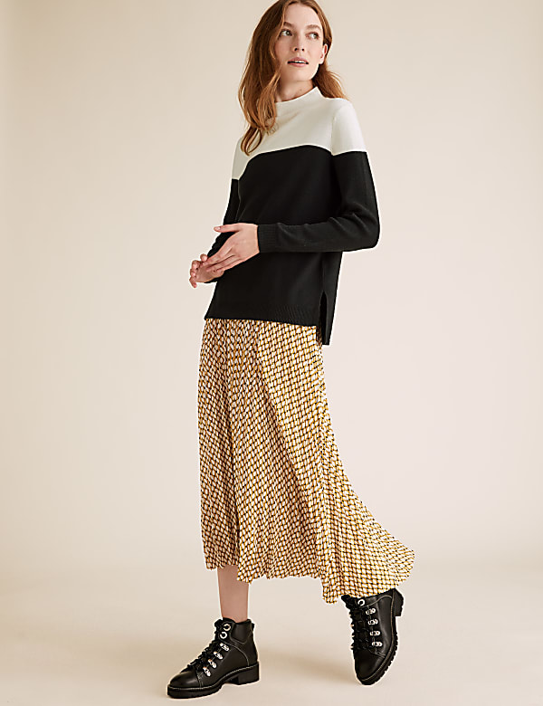 Soft Touch Colour Block Funnel Neck Jumper