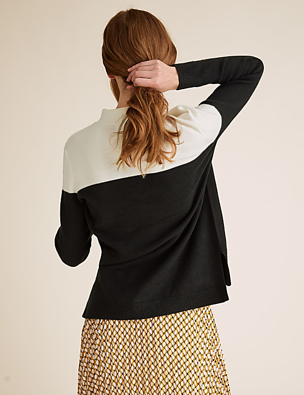 Soft Touch Colour Block Funnel Neck Jumper