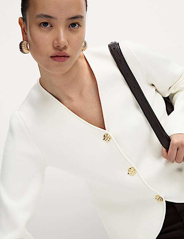 Soft Touch V-Neck Waisted Knitted Jacket - FI