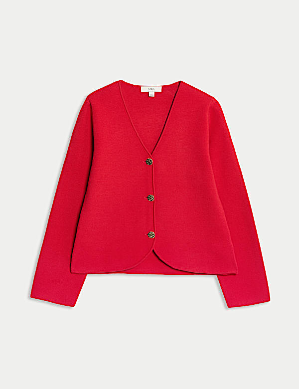 Měkká pletená bunda se zvýrazněným pasem a výstřihem do V - CZ