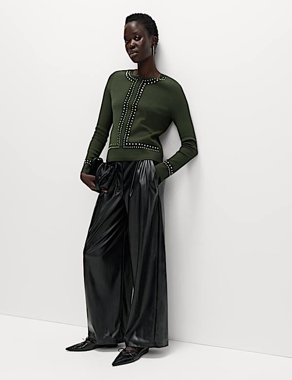 Πουλόβερ με διακοσμητικά στοιχεία και κλειστή στρογγυλή λαιμόκοψη - GR